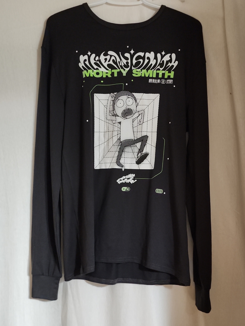 Morty Smith Black Graphic Long-Sleeve Tee